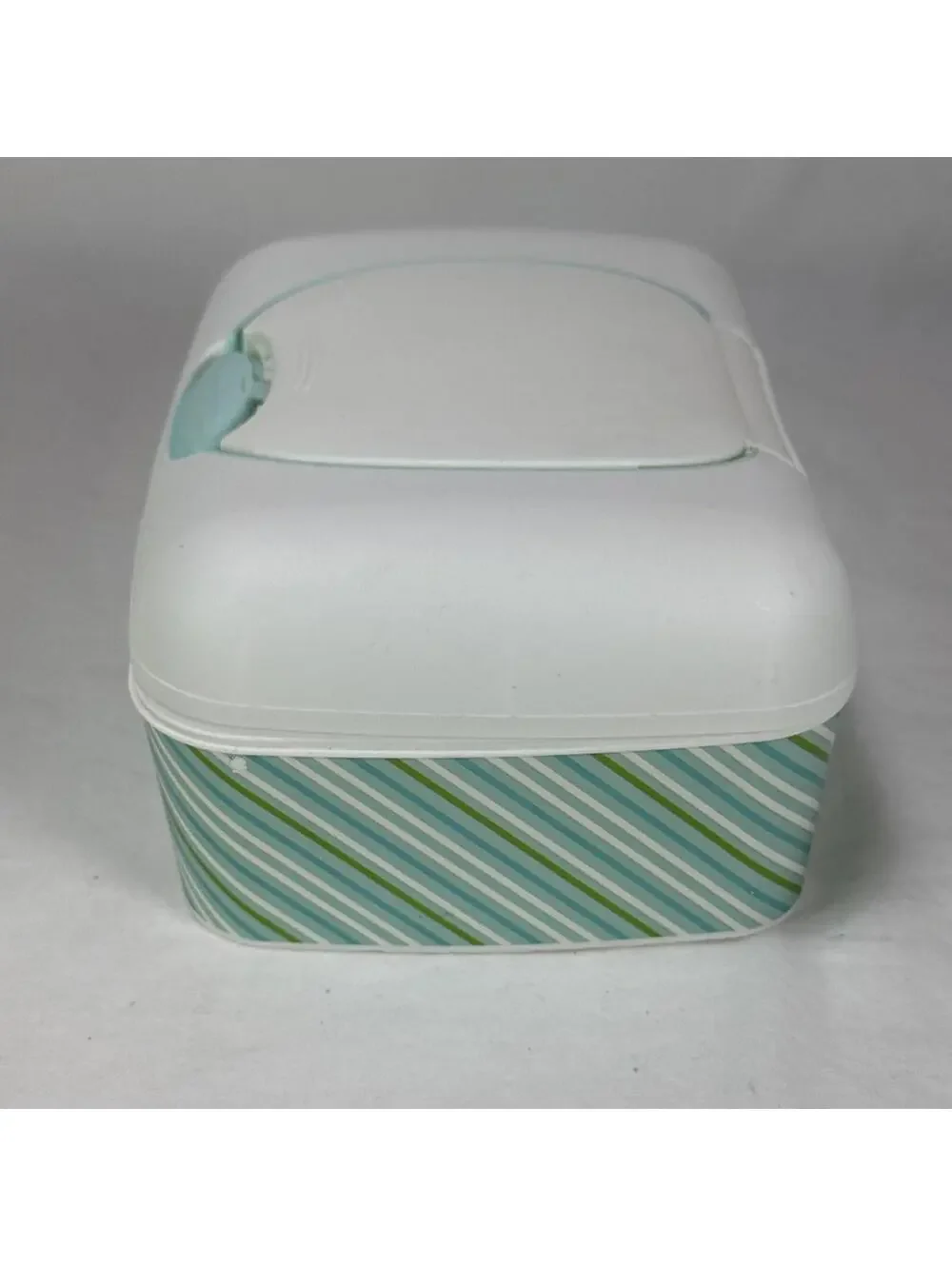 Charmin Plastic Wet Wipes Container Dispenser Holder With blue green Stripes